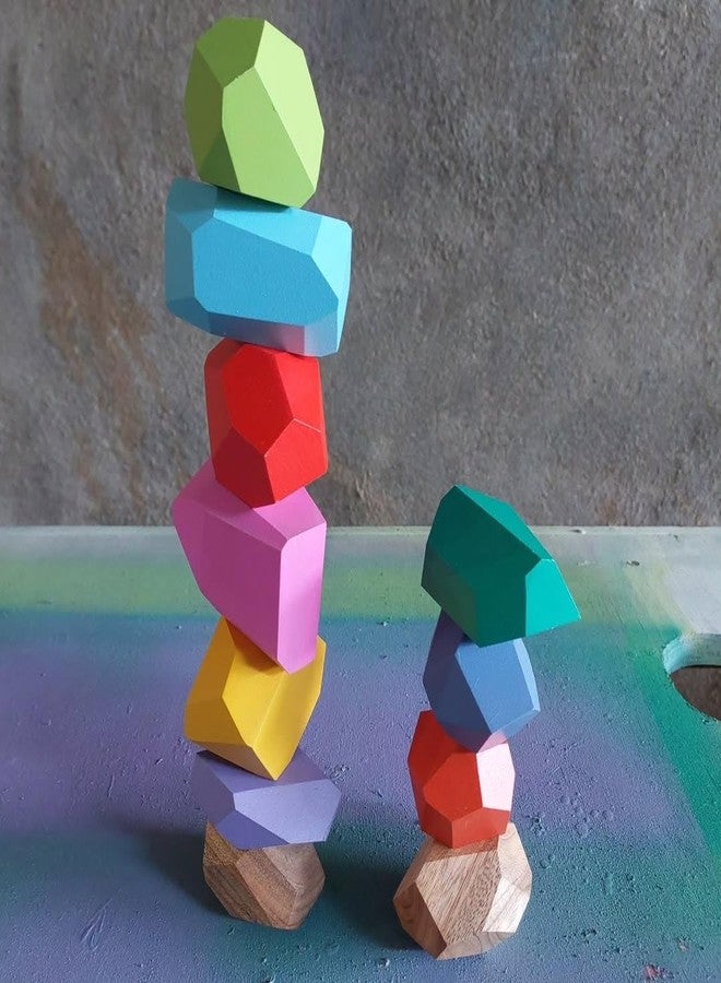 TOKYODO Wooden Balancing Stone colourfull Wood Stacking Block Shape and Color Sorting Balancing Building Block for Kids (Color Blocks, 16, Piece) - Image 4